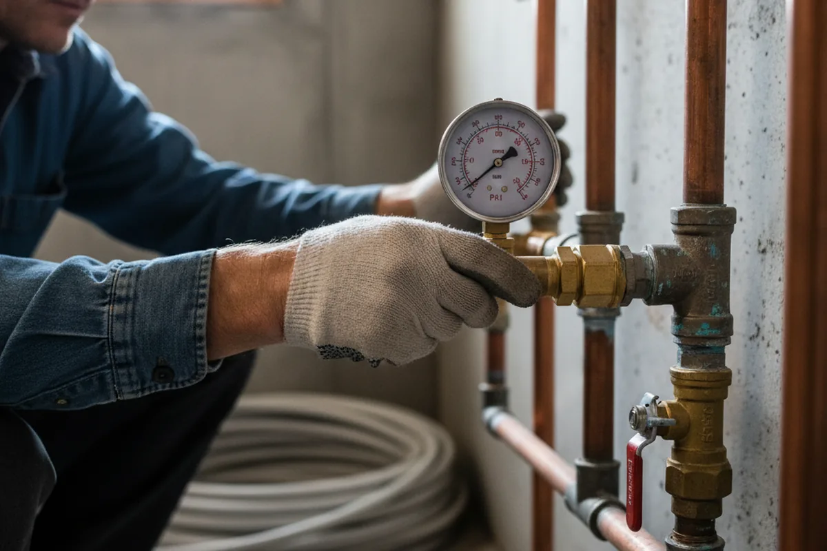 Pressure testing a repaired line during Water Line Repair in Lake George